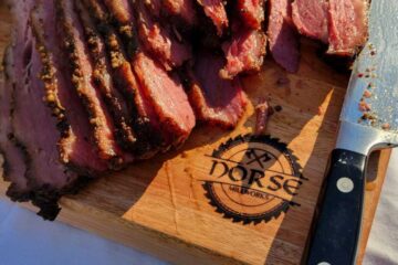 Norse pastrami on cutting board